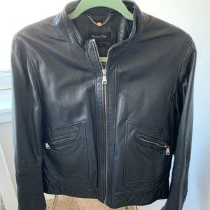 Massimo Dutti black lamb leather jacket
